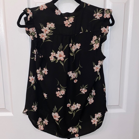 Sleeveless Floral Blouse Black sz Medium - Picture 4 of 8